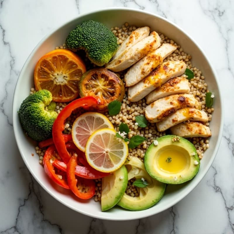 Grilled Chicken and Quinoa Bowl with Roasted Vegetables