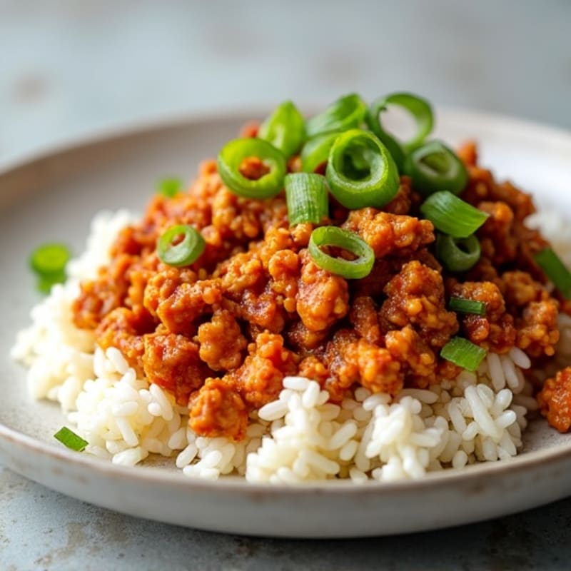 Honey-Chili Ground Turkey with Steamed Rice and Fluffy Egg Whites