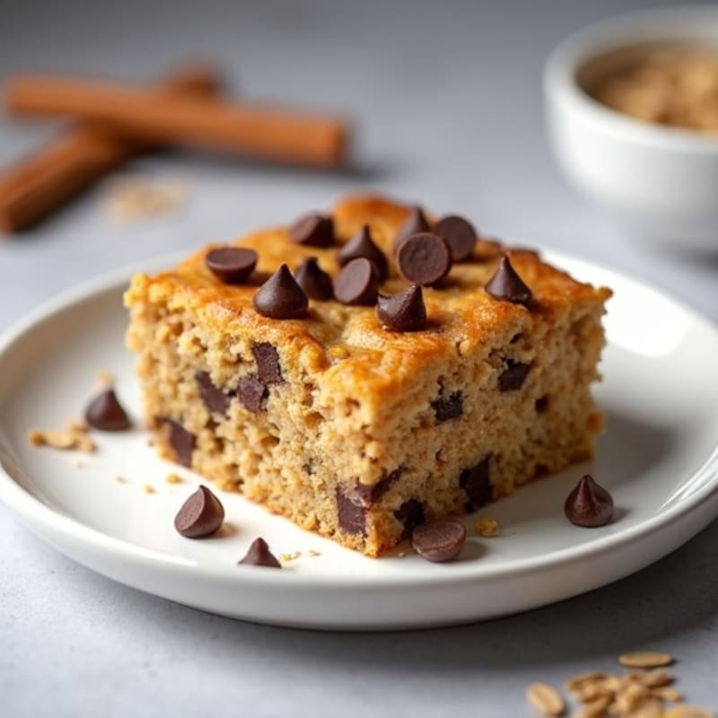Moist Chocolate Chip Protein Baked Oatmeal