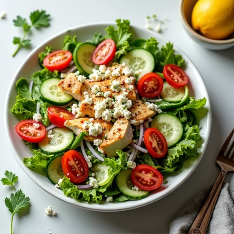 Crisp Vegetable Salad with Feta and Lemon-Herb Dressing