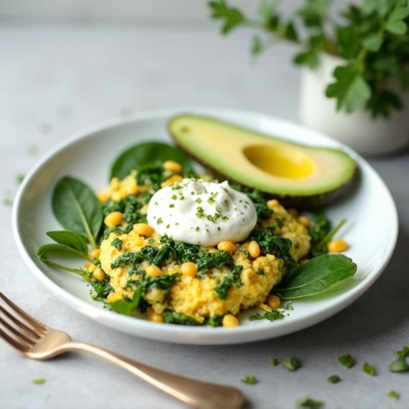 Egg White and Spinach Scramble with Cottage Cheese