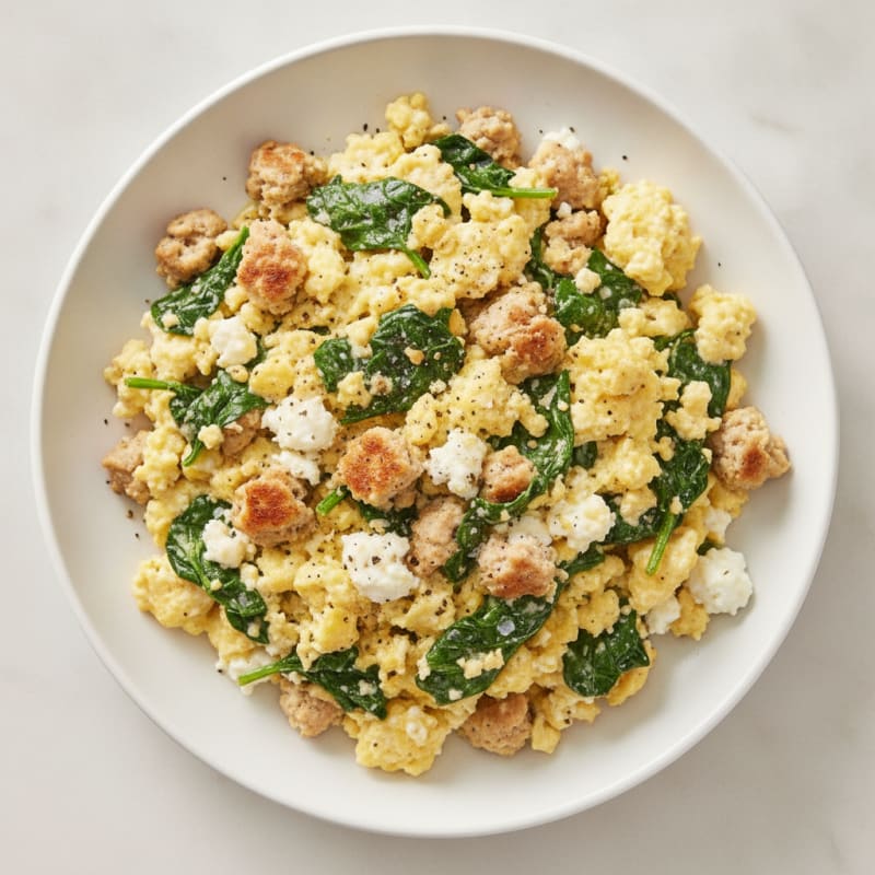 Cottage Cheese Scramble with Turkey and Spinach