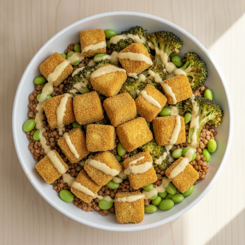 Roasted Vegetable Buddha Bowl with Tahini Dressing