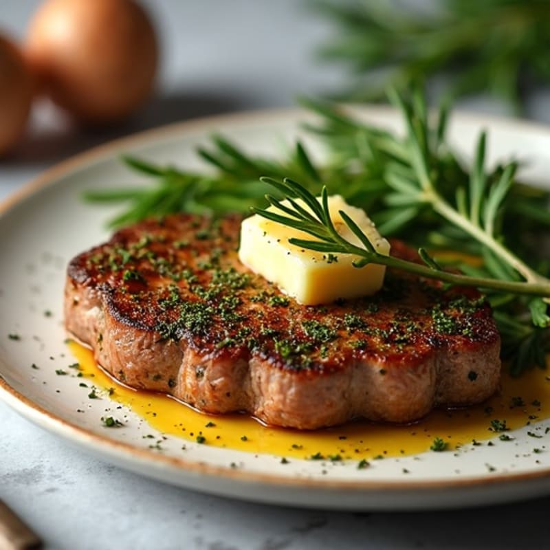 Herb-Crusted Pan-Seared Steak with Garlic Butter