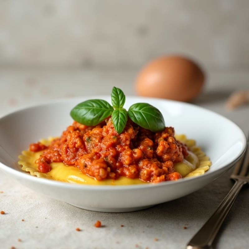 Spinach Ravioli with Lean Ground Turkey and Fresh Marinara
