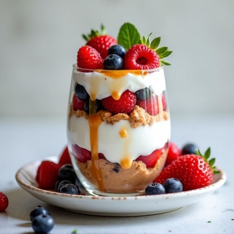 Greek Yogurt Parfait with Mixed Berries and Almond Butter