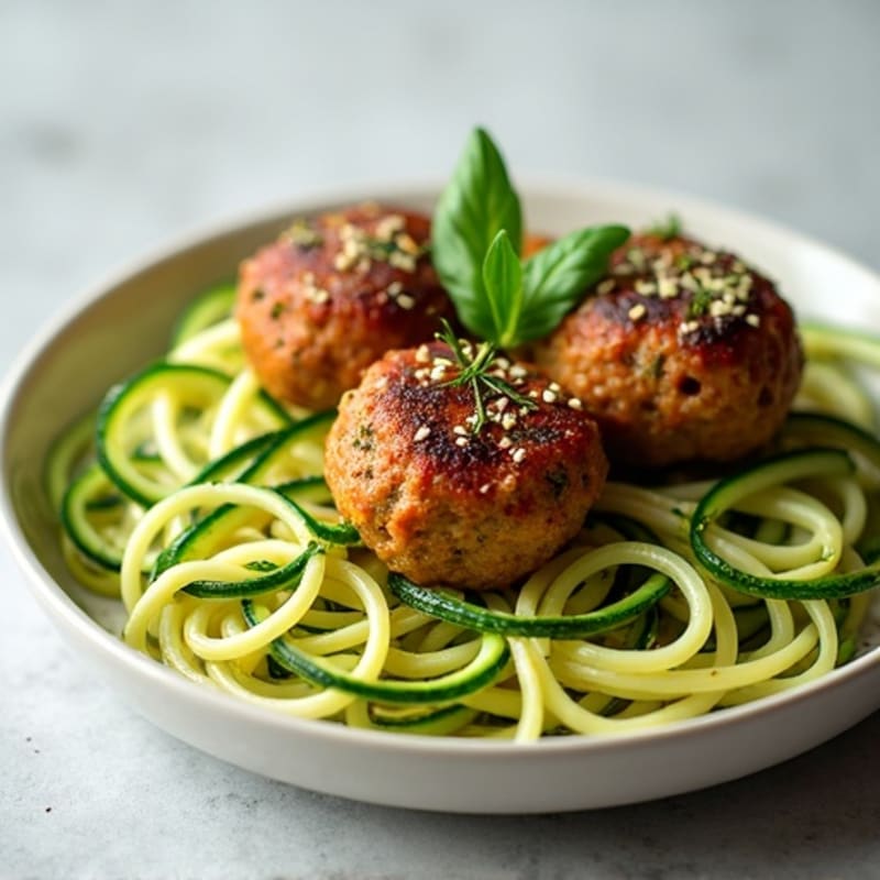 Herb-Garlic Turkey Meatballs with Zucchini Noodles