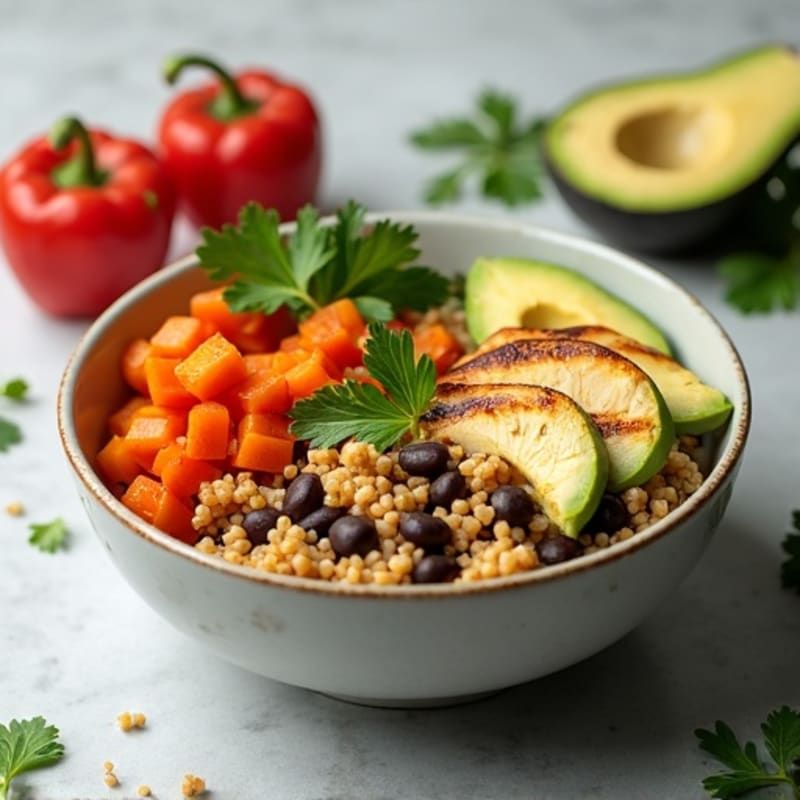 Roasted Sweet Potato and Black Bean Quinoa Bowl