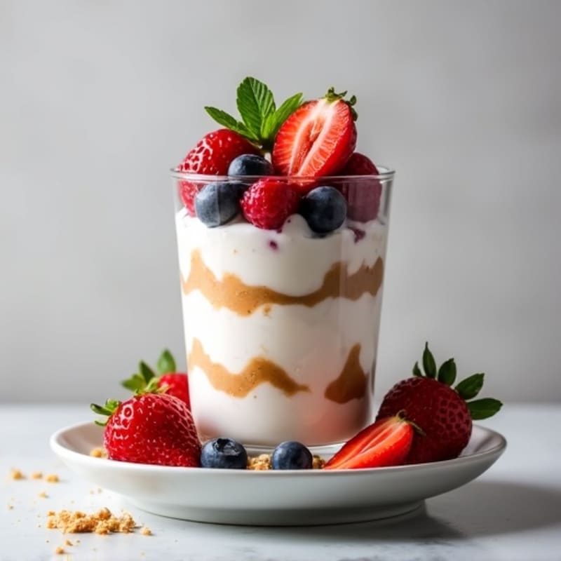 Greek Yogurt Protein Parfait with Mixed Berries and Almond Butter