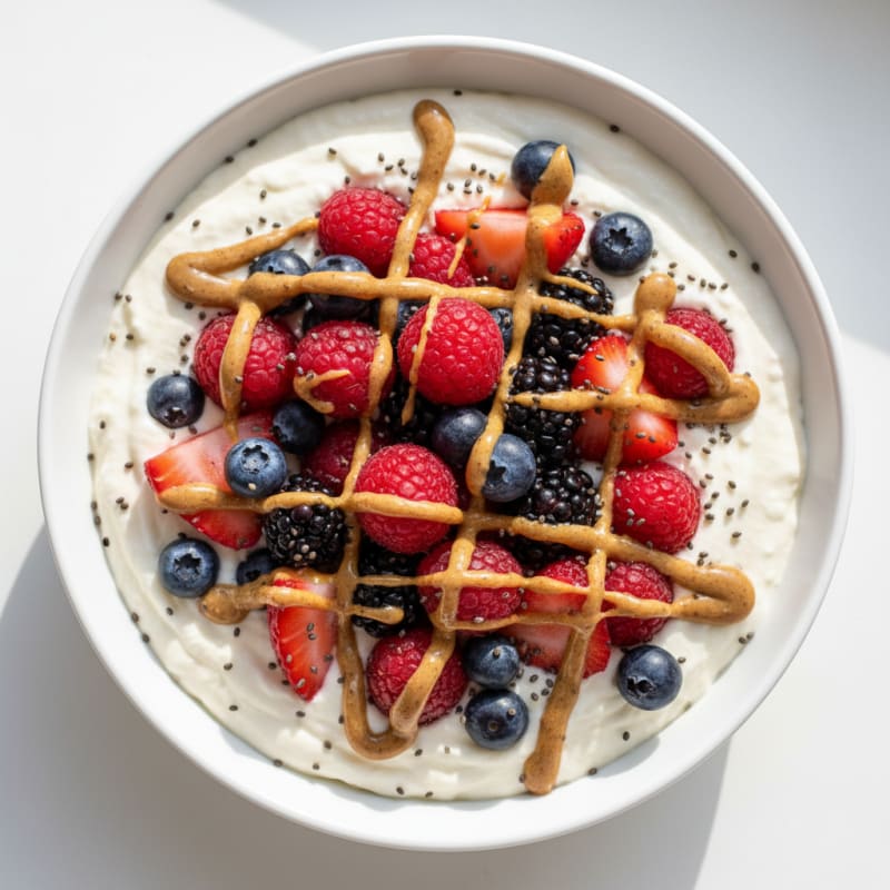 Creamy Greek Yogurt Protein Mousse with Mixed Berries