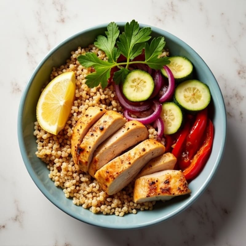Grilled Chicken and Quinoa Power Bowl with Roasted Vegetables