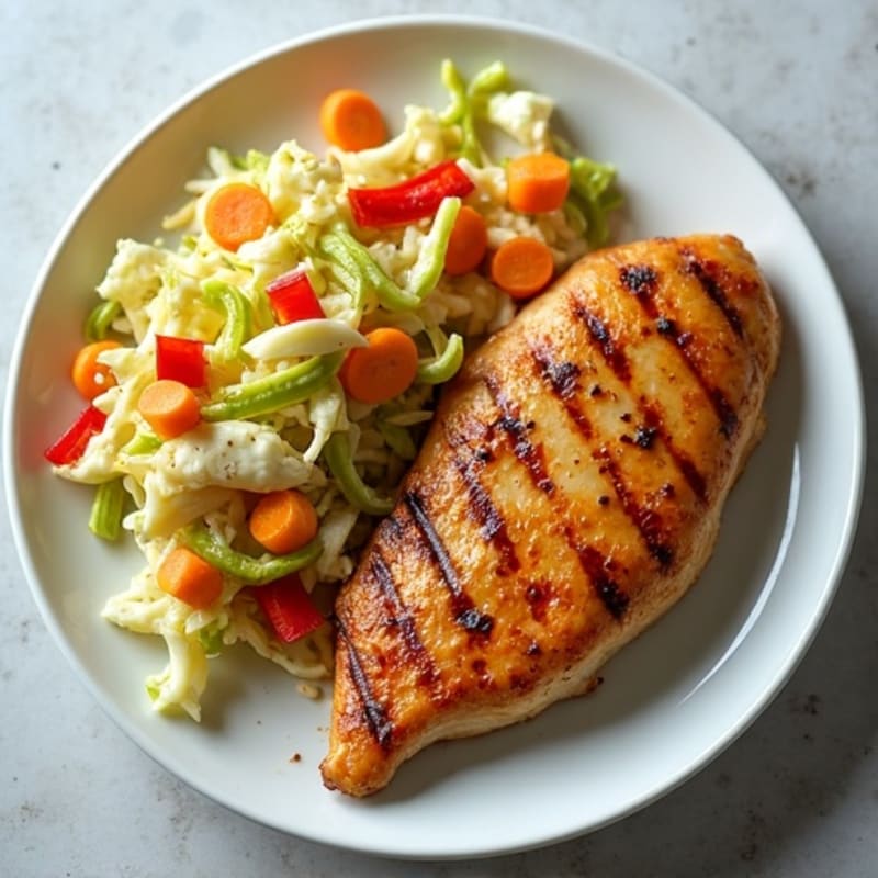 Grilled Chicken Breast with Crunchy Cabbage Slaw