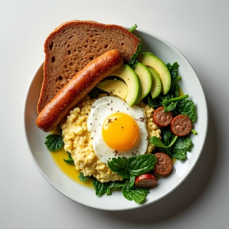 Egg White Scramble with Spinach and Turkey Sausage