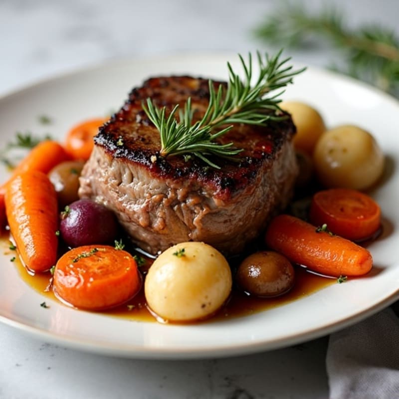 Slow Cooked Tender Chuck Roast with Roasted Root Vegetables
