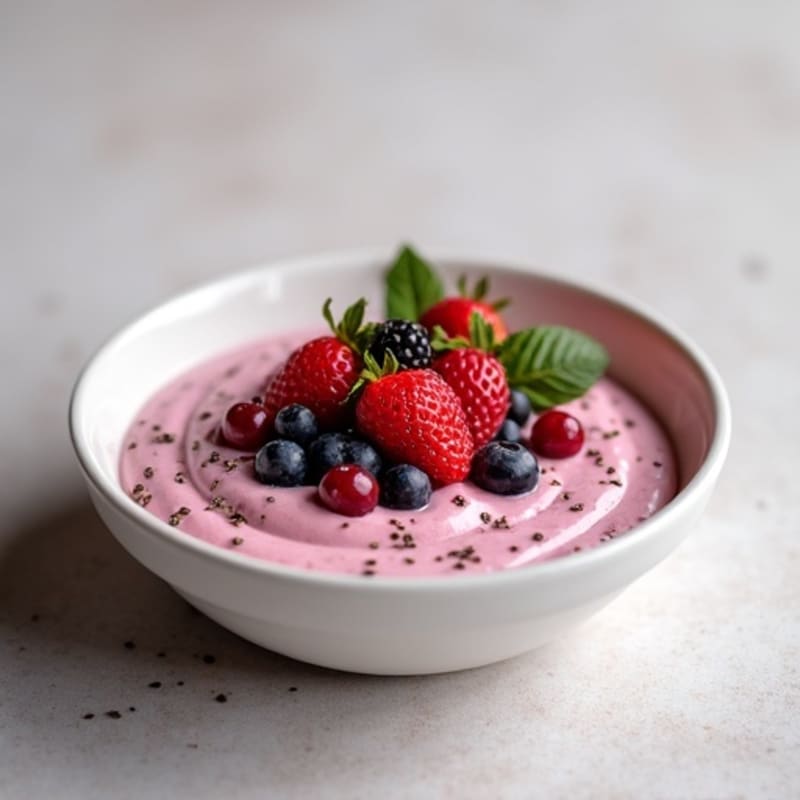 Greek Yogurt Protein Mousse with Mixed Berries