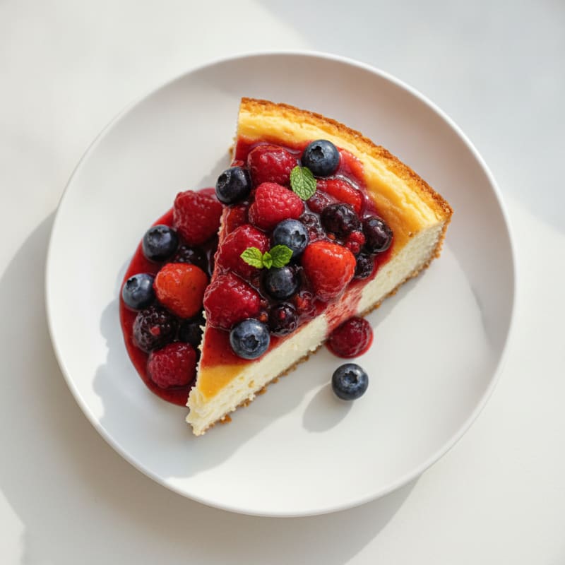 Greek Yogurt Protein Cheesecake with Mixed Berries