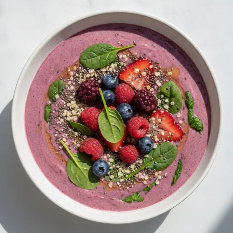 Silky Tofu Berry Smoothie Bowl with Chia Seeds