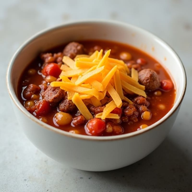 Lean Turkey Sausage and Hearty Bean Chili with Melted Sharp Cheddar