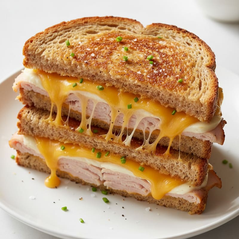 Golden Triple-Decker Grilled Cheese
