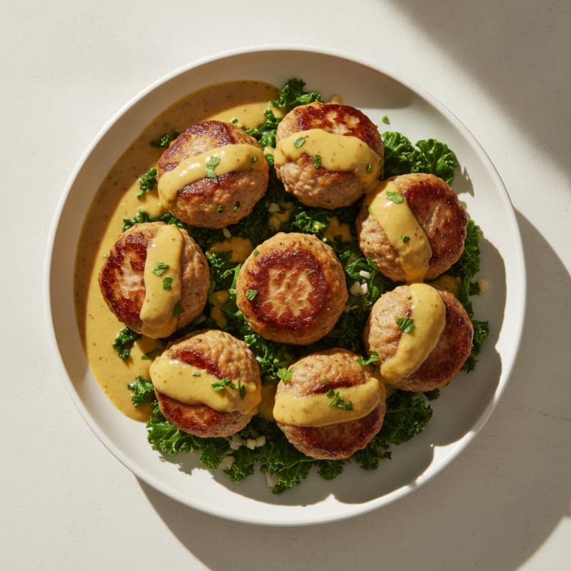 Pork Meatballs with Creamy Mustard Sauce