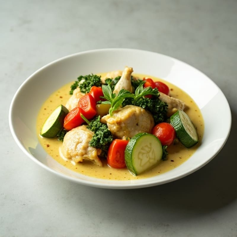 Creamy Coconut Green Curry Chicken with Fresh Vegetables
