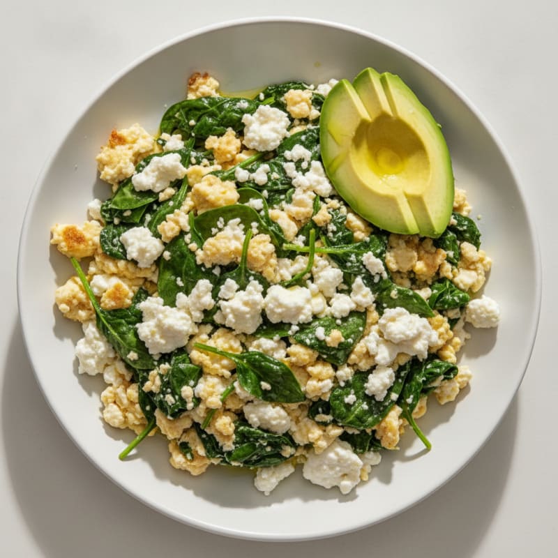 Egg White and Spinach Scramble with Cottage Cheese