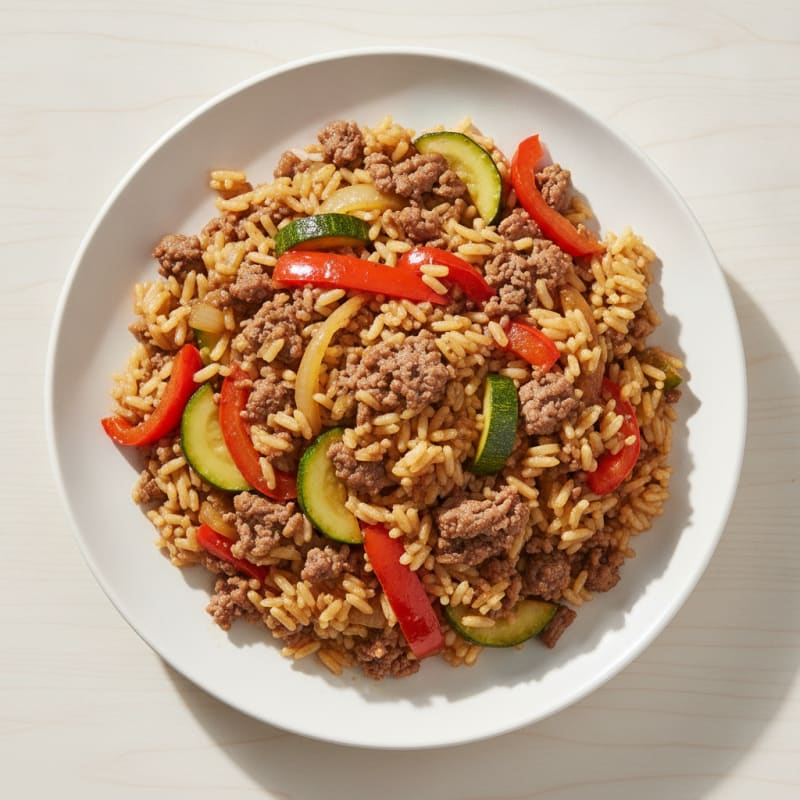 Ground Beef and Vegetable Rice Skillet