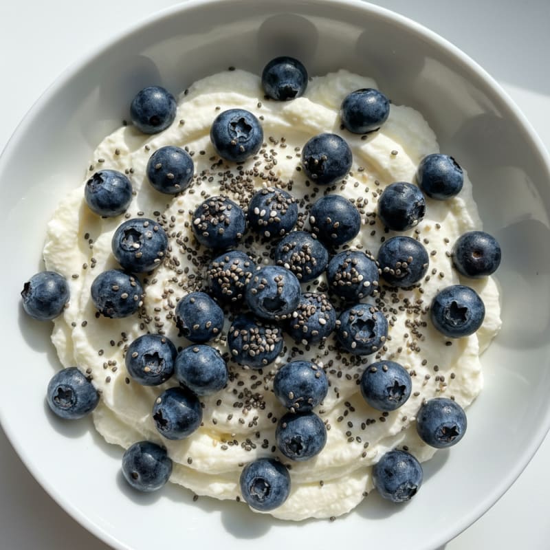 Cottage Cheese Protein Bowl with Blueberries and Chia Seeds