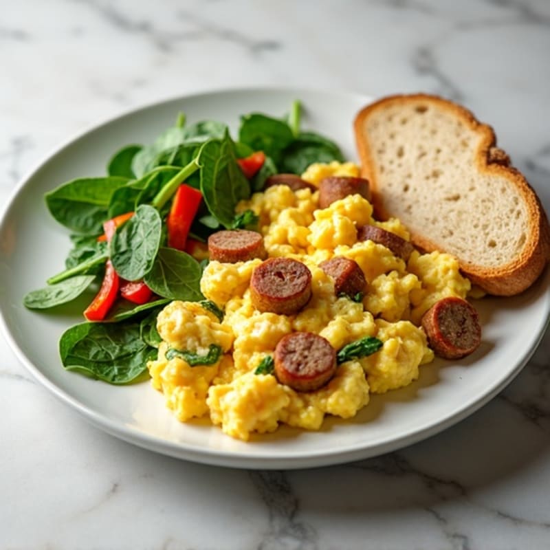 Egg White Scramble with Spinach and Turkey Sausage
