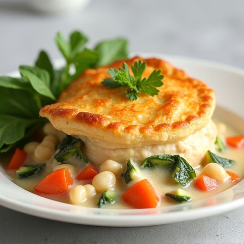 Healthy Creamy Chicken Pot Pie with Vegetables