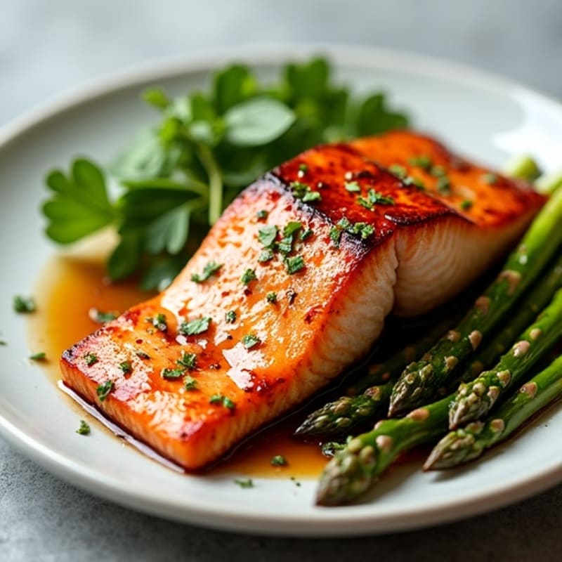 Pan-Seared Teriyaki Salmon with Roasted Asparagus