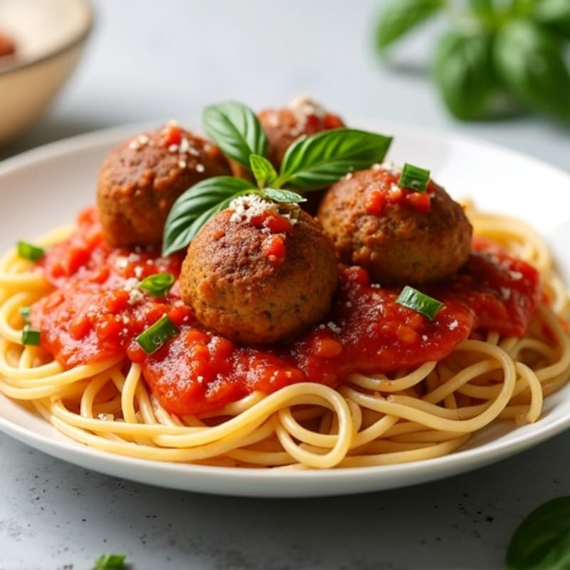 Lean Turkey Meatballs with Whole Wheat Spaghetti and Fresh Basil Tomato Sauce
