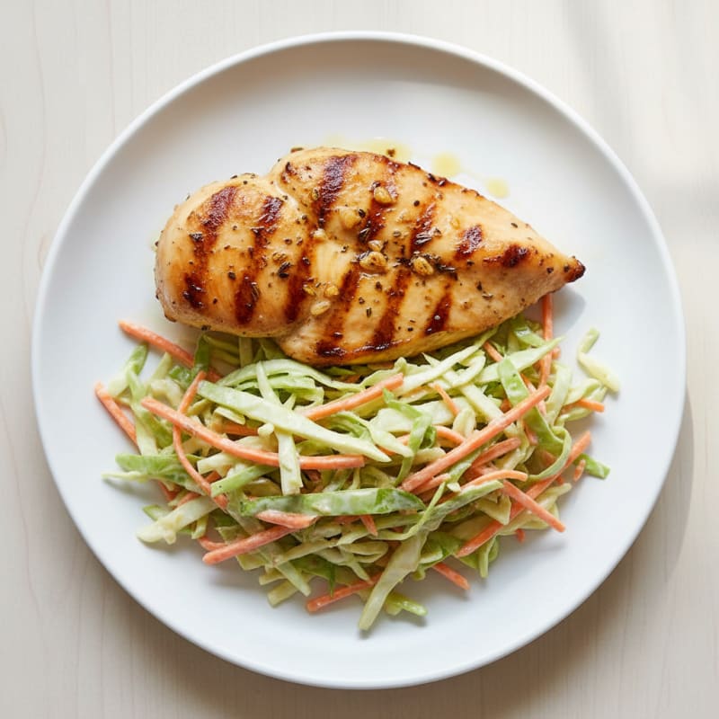 Grilled Chicken Breast with Crunchy Cabbage Slaw