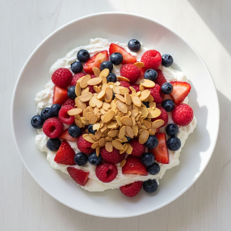 Creamy Greek Yogurt Protein Parfait with Mixed Berries and Almonds