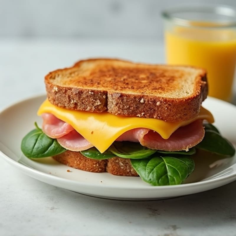 Lean Ham and Swiss Whole Grain Melt with Fresh Spinach