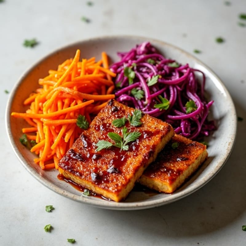 Crispy Smoky BBQ Tempeh with Fresh Slaw