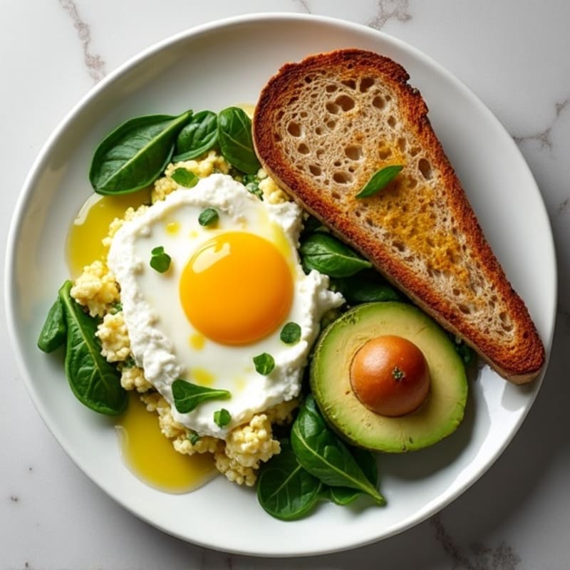 Egg White and Spinach Scramble with Cottage Cheese
