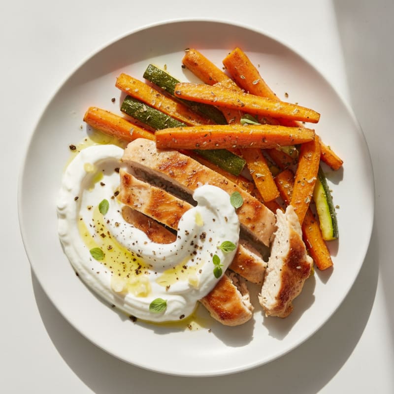 High-Protein Roasted Vegetable Sticks and Chicken