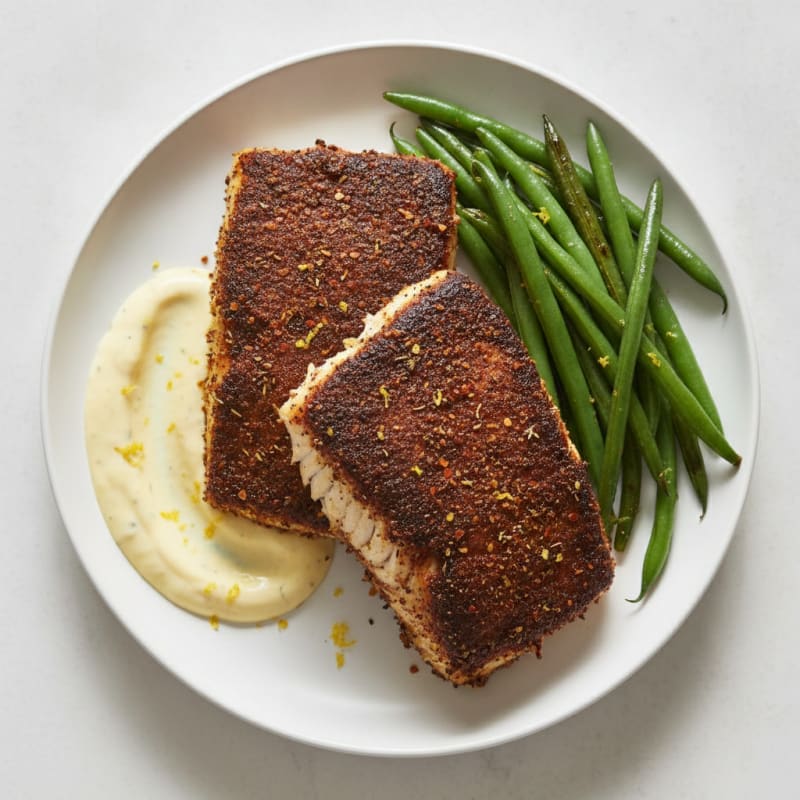 Cajun Blackened Catfish with Lemon Aioli