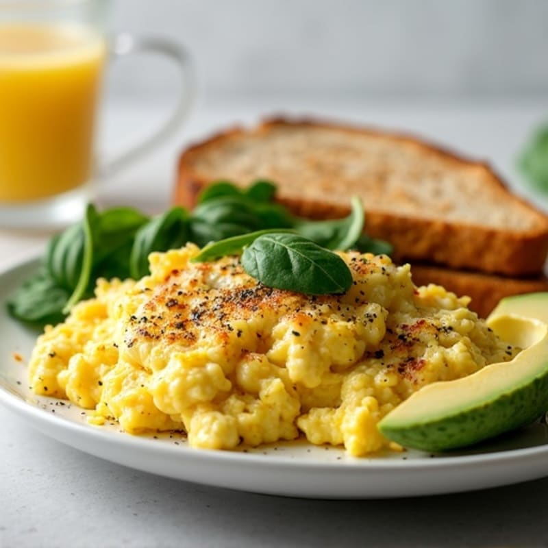 Egg White Scramble with Grilled Chicken and Spinach