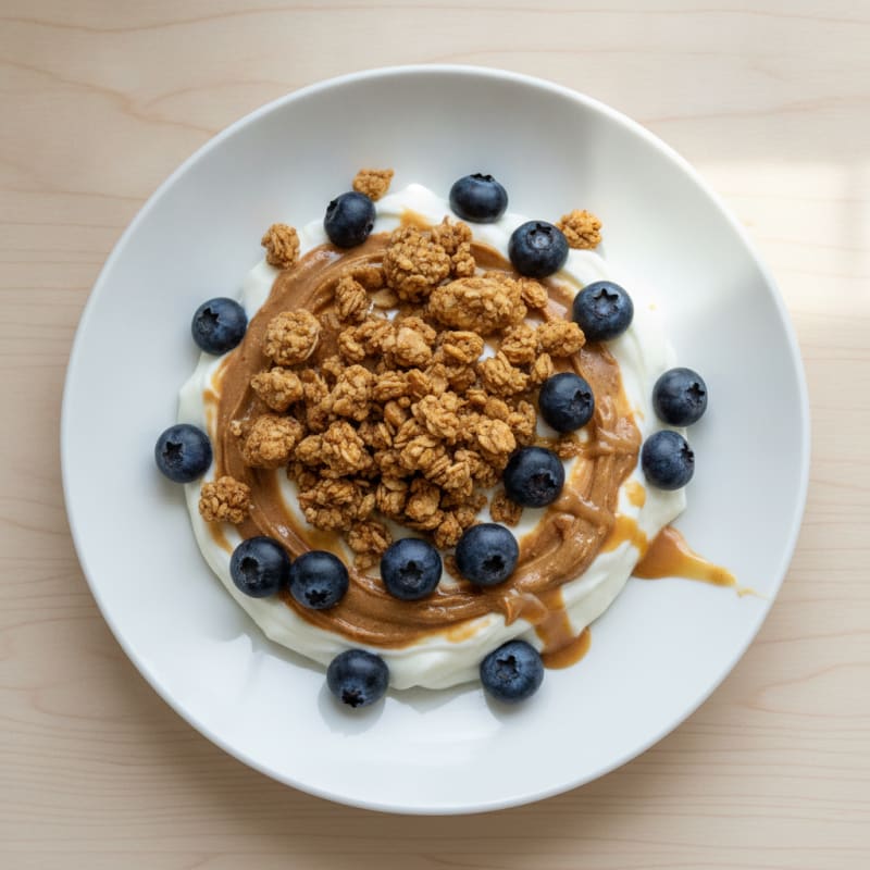 Protein Greek Yogurt Parfait with Almond Butter and Berries