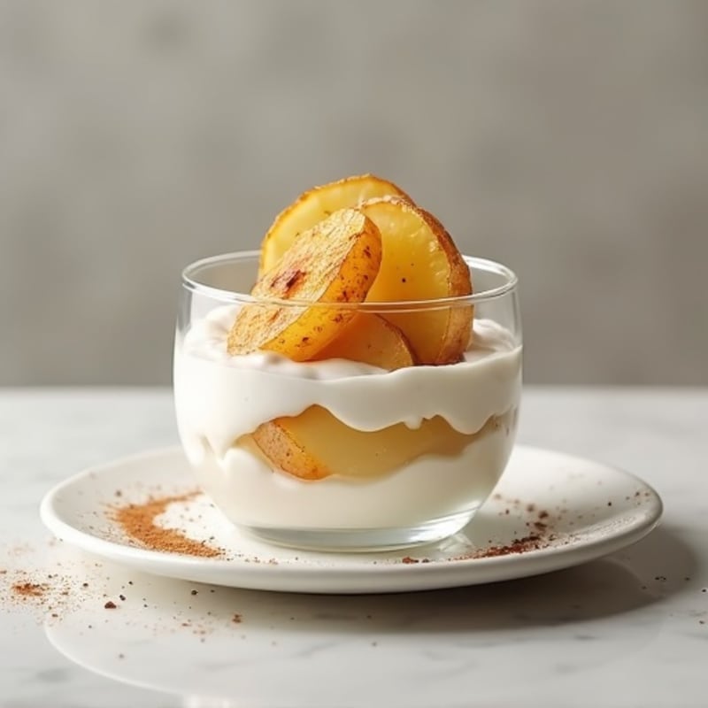 Silky Protein Yogurt Parfait with Sliced Potatoes and Cinnamon