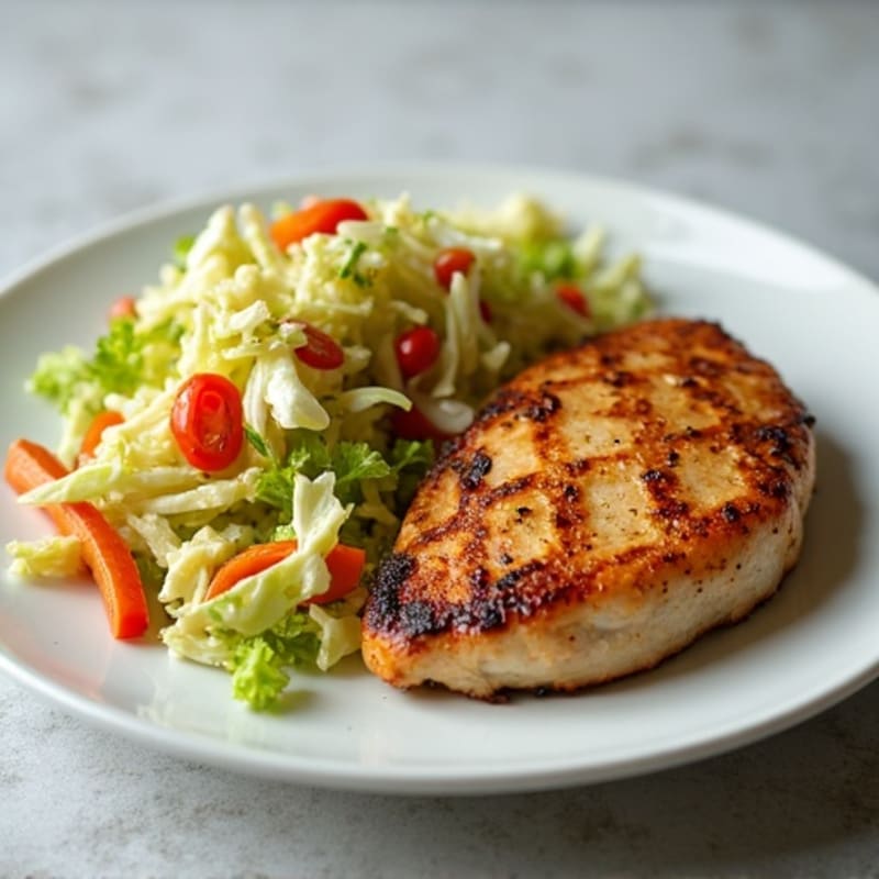 Grilled Chicken Breast with Crunchy Cabbage Slaw