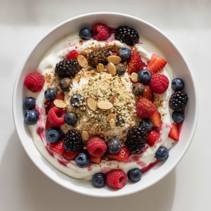 Greek Yogurt Protein Parfait with Mixed Berries