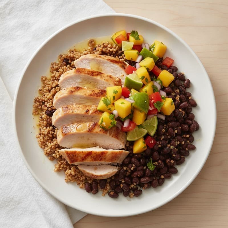 Seared Turkey Breast with Roasted Beans and Fresh Fruit Salsa