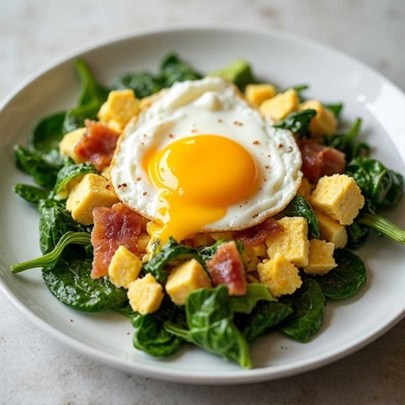 Cottage Cheese Egg Scramble with Spinach and Turkey Bacon