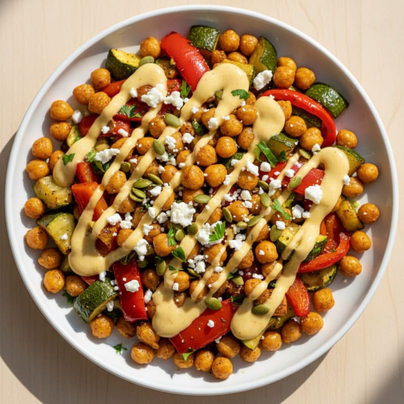 Zesty Roasted Vegetable and Chickpea Bowl