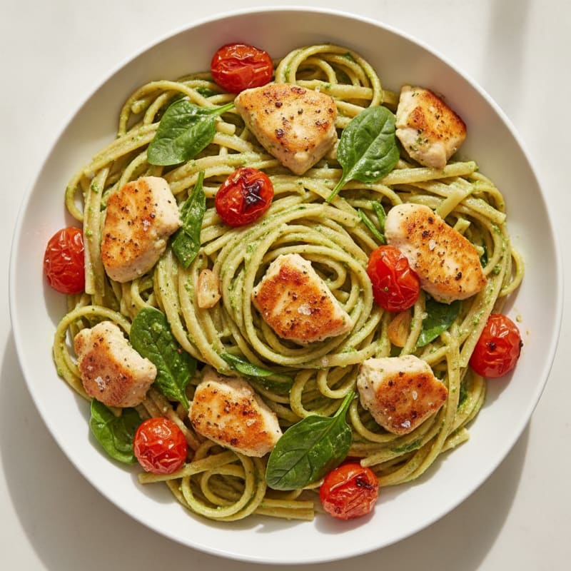Creamy Pesto Chicken Linguine