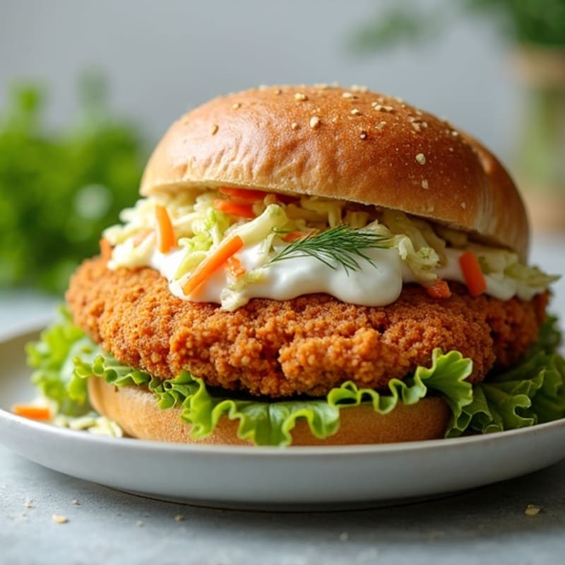 Crispy Air-Fried Chicken Sandwich with Creamy Dill Slaw