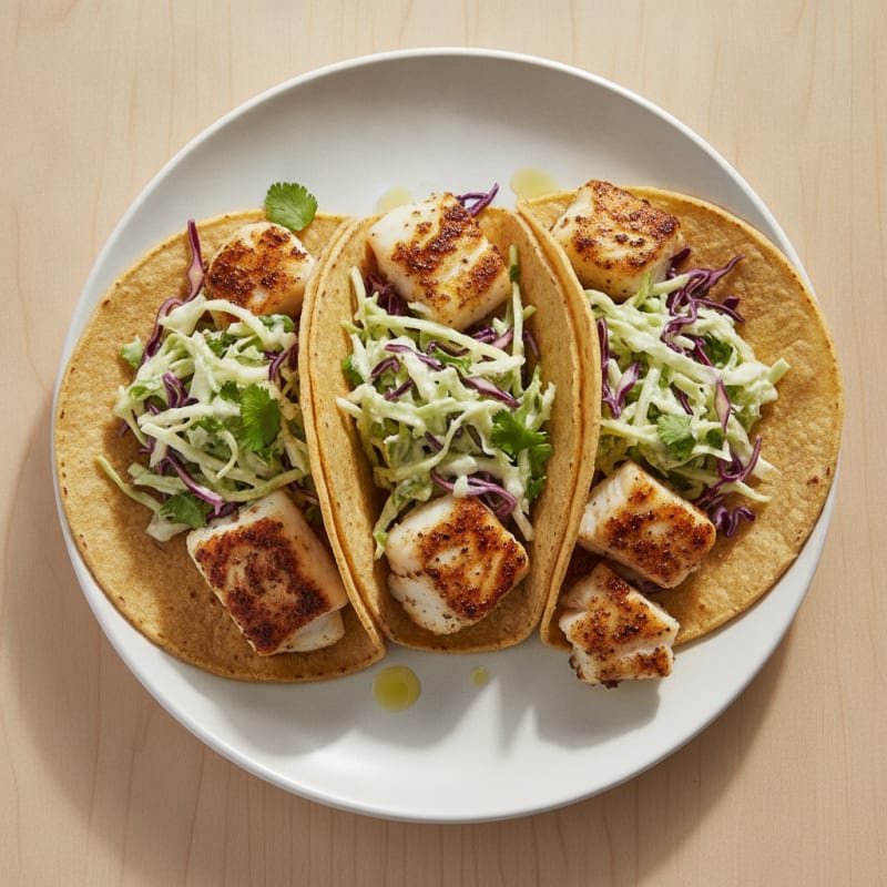 Pan-Seared Fish Tacos with Zesty Slaw